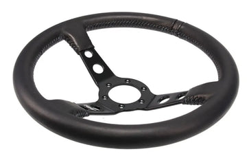 Motorsport Steering Wheel 196 Black Leather 350mm Deep Dish - 0
