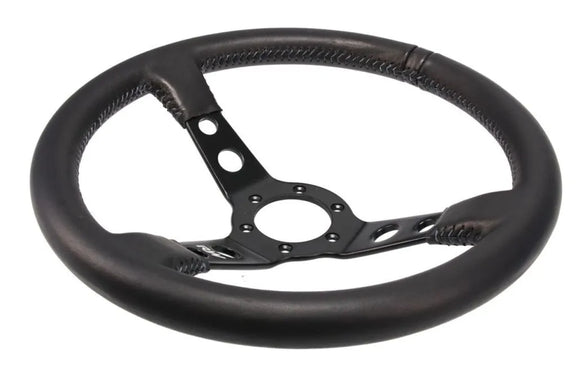 Motorsport Steering Wheel 196 Black Leather 350mm Deep Dish