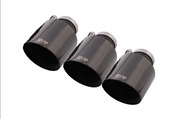 Stainless Steel Black Tailpipe set, Consisting of 3 tail pipes OD 102 mm angled, with adjustable spherical clamp connection