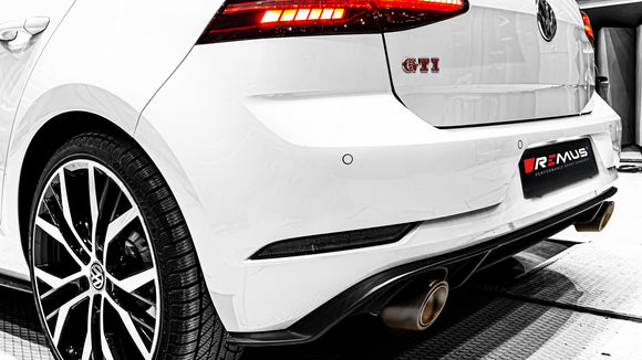 REMUS Performance Exhaust System RACING GPF-back-system dual L/R, for original rear skirt: Non resonated dual RACING system with connection tube and non-resonated RACING GPF-back section, Original tube Ø 65 mm - REMUS tube Ø 70 mm, NO (EEC-) APPROVAL - MODE Auto Concepts