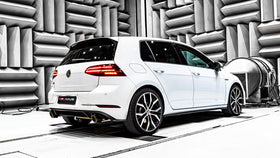 REMUS Performance Exhaust System RACING GPF-back-system dual L/R, for original rear skirt: Non resonated dual RACING system with connection tube and resonated GPF-back front section, Original tube Ø 65 mm - REMUS tube Ø 70 mm, NO (EEC-) APPROVAL - MODE Auto Concepts
