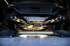 REMUS Performance Exhaust System RACING-GPF-Back-System L/R: Sports silencer with 1 integrated flap each, RACING front silencer replacement pipes and middle silencer, NO EC TYPE APPROVAL - MODE Auto Concepts