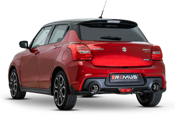 REMUS Performance Exhaust System Suzuki Swift Sport Hybrid and Boosterjet AZ Cat-Back Exhaust System incl 2 tail pipes Ø 115 mm chromed silver, angled rolled, incl. (EC-) approval - MODE Auto Concepts