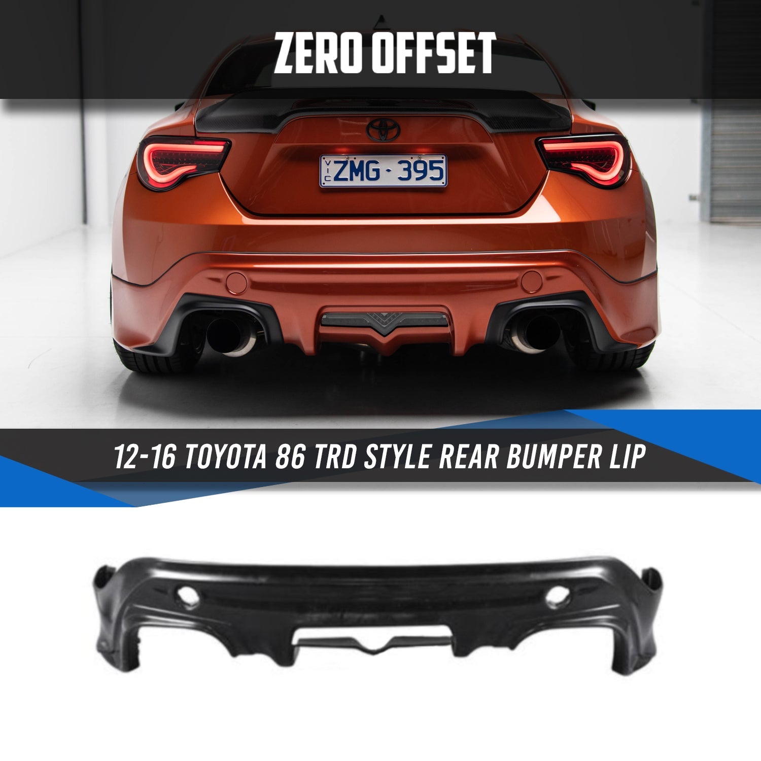 Zero Offset  TRD Style Rear Bumper Lip for 12-16 Toyota 86 (ZN6)/12-21 Subaru BRZ (ZC6) - MODE Auto Concepts