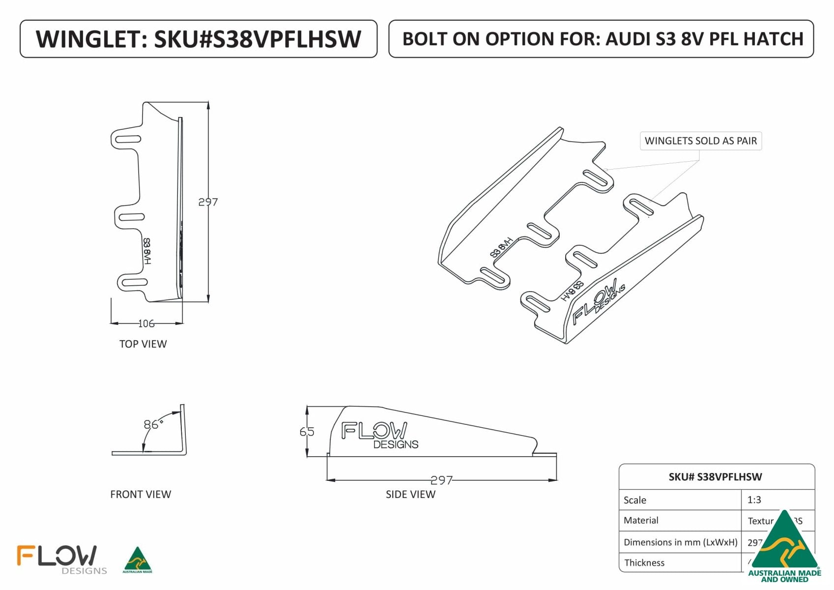 297mm Side Winglets S38VPFLHSW - MODE Auto Concepts