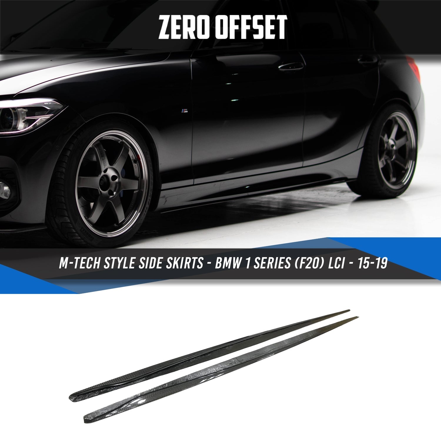 Zero Offset  M-Tech Style Side Skirts (Carbon Fibre) for BMW F20 LCi - 2015-19 - MODE Auto Concepts
