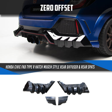 Zero Offset  Mugen Style Rear Diffuser & Rear Spats for 17-21 Honda Civic FK8 (Hatch) - MODE Auto Concepts