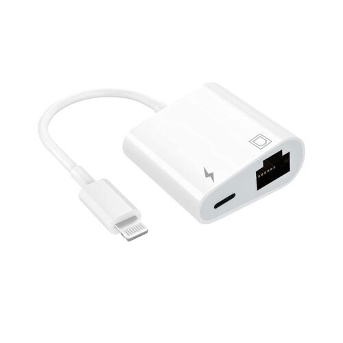 Lightning to Ethernet Adapter - RJ45 ENET LAN Network Adapter - Plug & Play  with Charge Port - Supports 100Mbps - iPhone & iPad iOS 10.3.3 to iOS  14.8.1