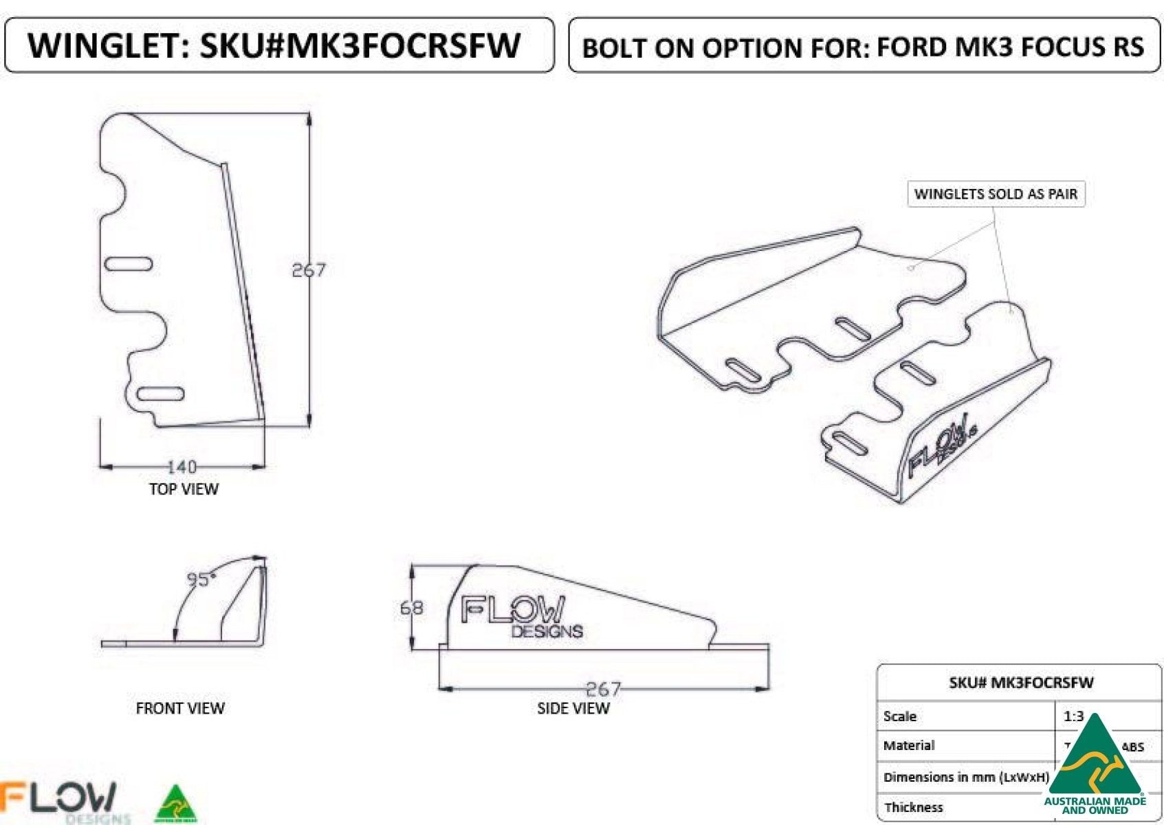 360mm Side Winglets MK3FOCRSSW - MODE Auto Concepts