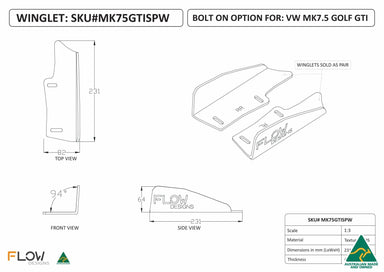 231mm Rear Spat Winglets MK75GTISPW - MODE Auto Concepts