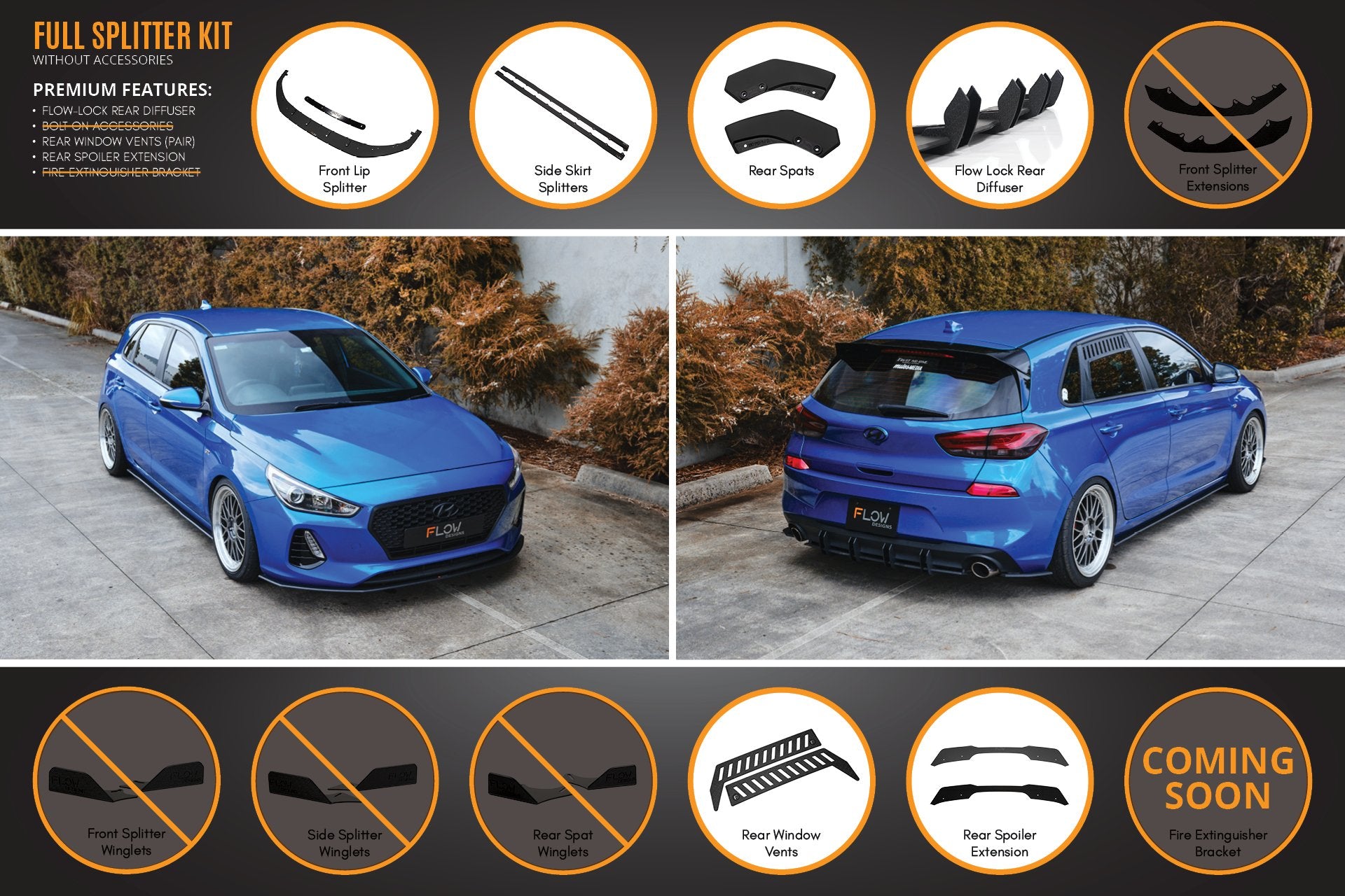 i30 SR Hatch (2017-2018) Full Lip Splitter Set - MODE Auto Concepts