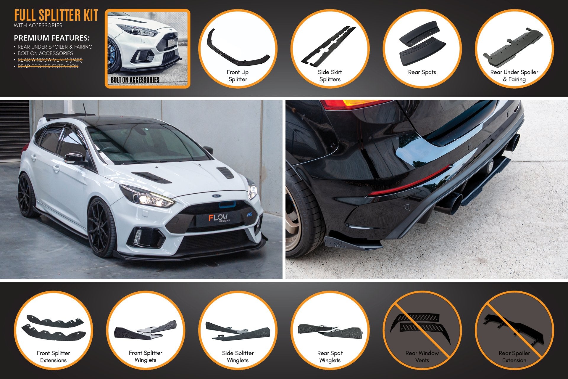 For Ford Focus MK4 ST Spoiler Hatchback Extension Rear Wing Tuning Stickers  ABS Auto Replacement Parts 2019 2020 2021