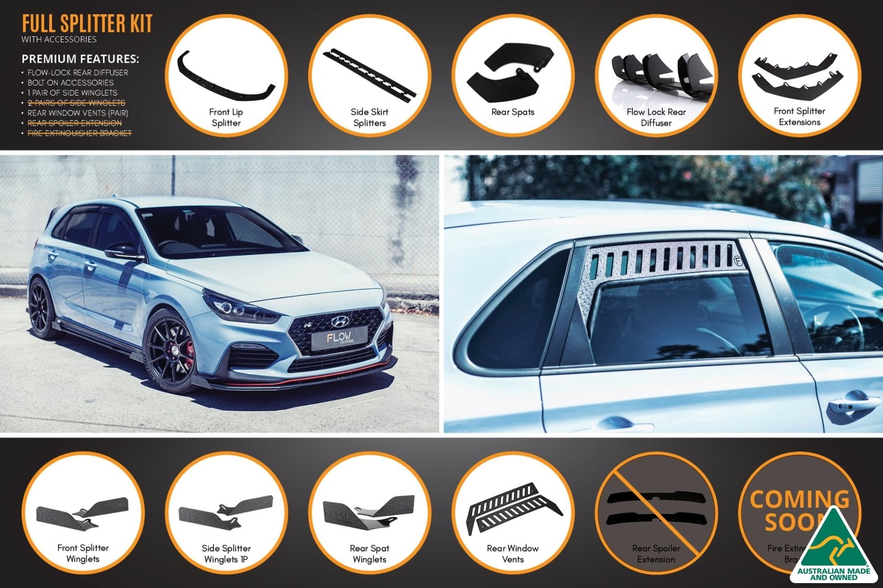 i30N Hatch PD (2018-2020) Full Lip Splitter Set - MODE Auto Concepts