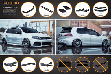 MK6 Golf R Full Lip Splitter Set - WITH Bolt on Accessories - MODE Auto Concepts