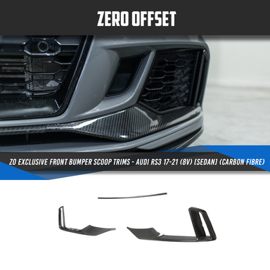 Zero Offset  ZO Exclusive Front Bumper Scoop Trims for Audi RS3 17-21 (8V) [SEDAN] (Carbon Fibre) - MODE Auto Concepts