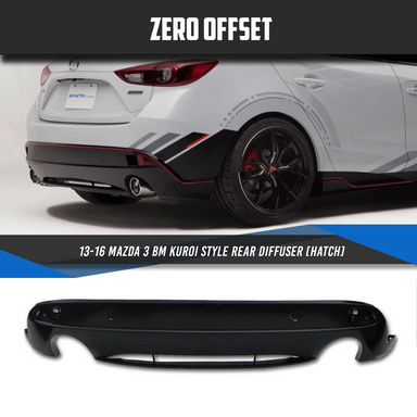 Zero Offset  Kuroi Style Rear Diffuser for 13-16 Mazda 3 BM (Hatch) - MODE Auto Concepts