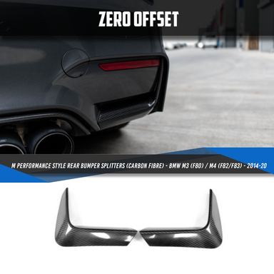 Zero Offset  M Performance Style Rear Bumper Splitters (Carbon Fibre) for BMW M3 (F80) / M4 (F82/F83) - 2014-20 - MODE Auto Concepts