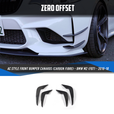 Zero Offset  AC Style Front Bumper Canards (Carbon Fibre) for BMW M2 (F87) - 2016-18 - MODE Auto Concepts