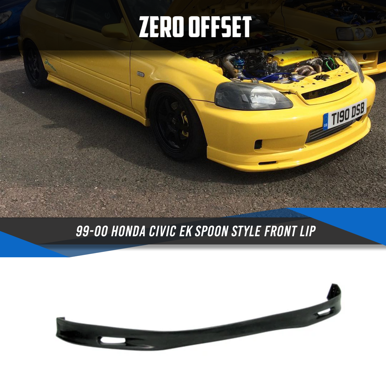 Zero Offset  Spoon Style Front Lip for 99-00 Honda Civic EK - MODE Auto Concepts