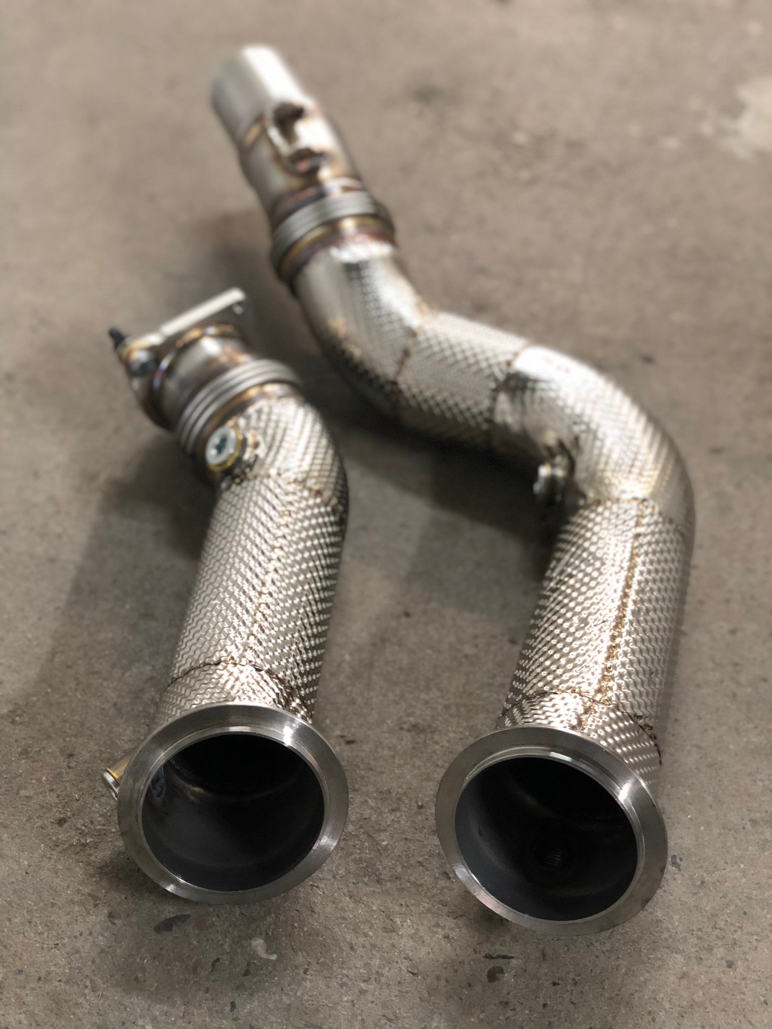 MODE Design Performance Decatted/Catless Downpipes w/ Heat Shield suits BMW M2 Competition (F87) & M3/M4 (F80/F82) S55 - MODE Auto Concepts