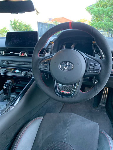 MODE Custom Suede Steering Wheel Cover for Toyota Supra GR A90 J29 MK5 2019+ - MODE Auto Concepts