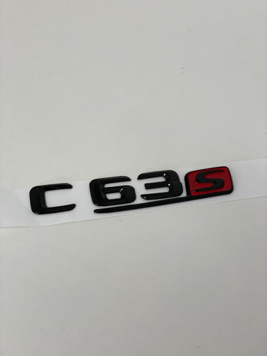 Exon Gloss Black & Red C63s Badge Emblem suit Mercedes Benz AMG C63 S W205 - MODE Auto Concepts