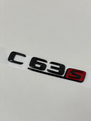 Exon Gloss Black & Red C63s Badge Emblem suit Mercedes Benz AMG C63 S W205 - MODE Auto Concepts