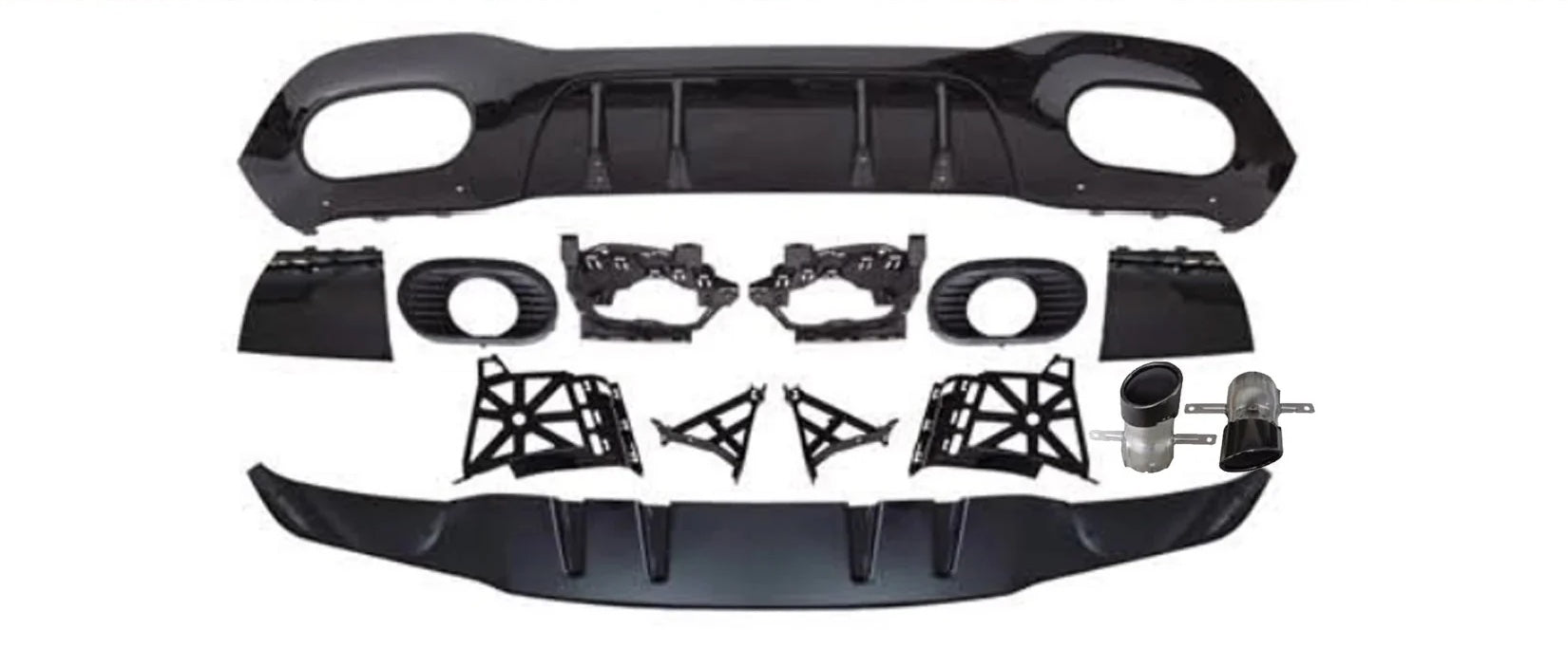 Exon Gloss Black Rear Diffuser Kit A35 AMG Aero-Package Style for ...