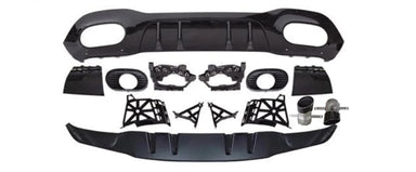 Exon Gloss Black Rear Diffuser Kit A35 AMG Aero-Package Style for Mercedes Benz A-Class inc. A35 AMG W177 (2019+) Hatch - MODE Auto Concepts