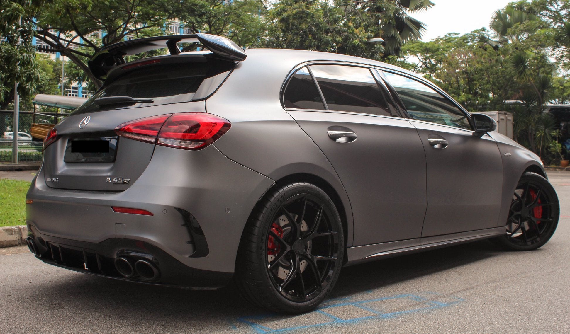 Exon Gloss Black Rear Diffuser Kit A45 AMG Aero-Package Style for Mercedes Benz A-Class inc. A35 AMG W177 (2019+) Hatch - MODE Auto Concepts