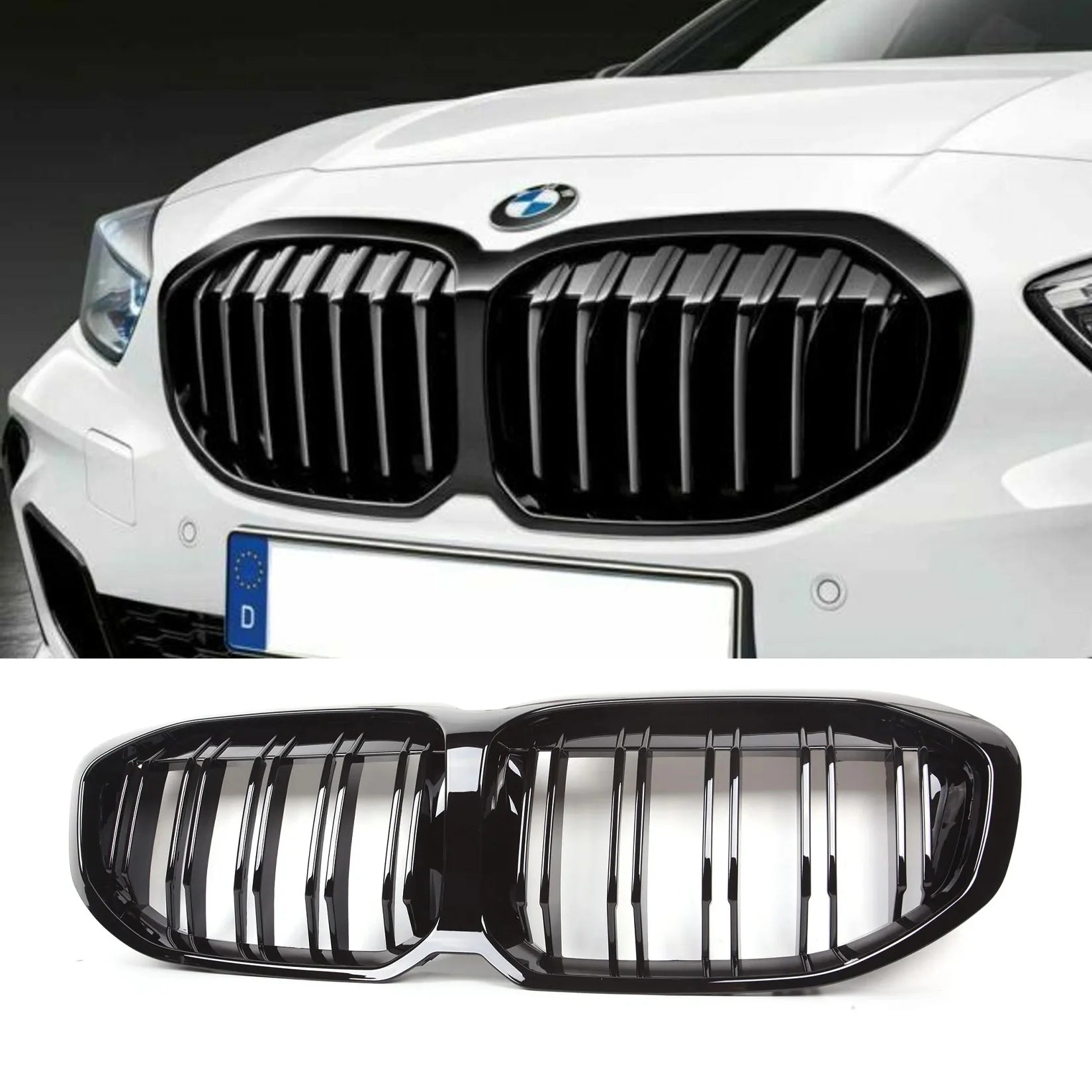 Exon Gloss Black Twin Slat Grille for BMW 1-Series F40 (2019-present) - MODE Auto Concepts