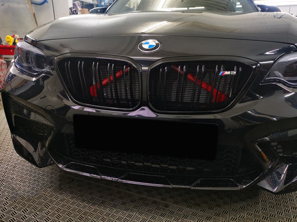 Exon Front Grille V-Brace Trim Cover Red suits BMW M2 inc. Competition F87 & M3 F80 / M4 F82 - MODE Auto Concepts