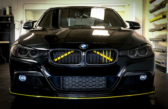 Exon Front Grille V-Brace Trim Cover Yellow suits BMW M2 inc. Competition F87 & M3 F80 / M4 F82 - MODE Auto Concepts
