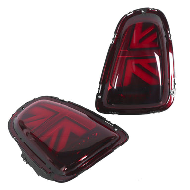 Luminosa Union Jack Style LED Tail Light Red w. Black Trim for MINI Cooper S JCW R56 R57 R58 R59 Hatch - MODE Auto Concepts